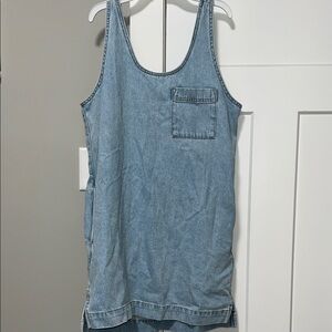 Denim Sleeveless Dress With Pockets